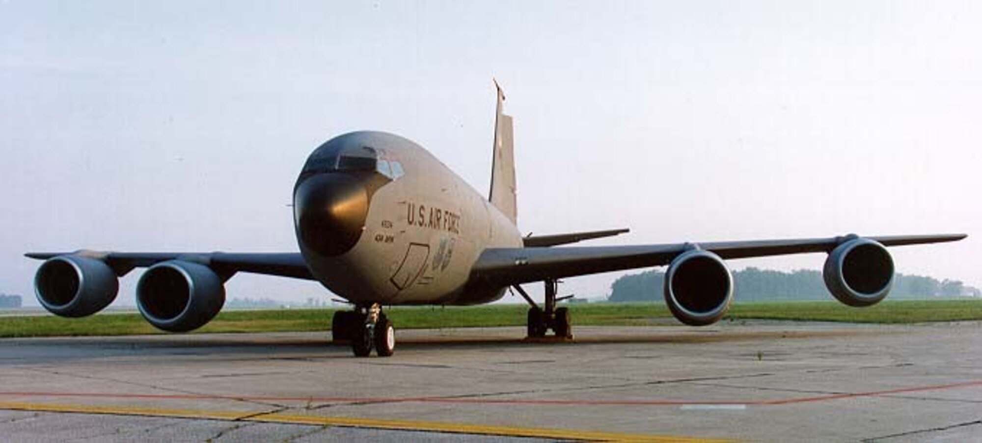 A KC-135R Stratotanker from the 434th Air Refueling Wing, Air Force Reserve Command, sits on the ramp at Grissom Air Reserve Base, Ind
