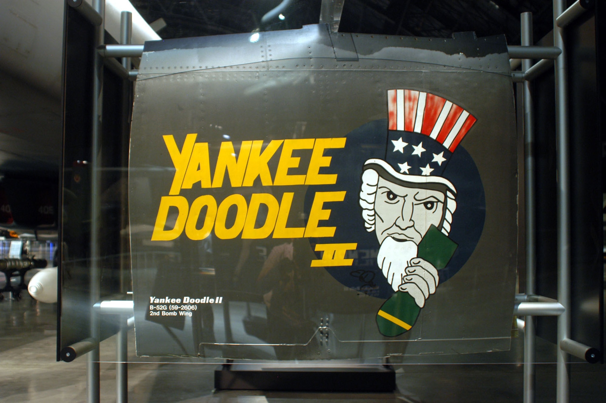 DAYTON, Ohio -- "Yankee Doodle II" nose art from a Boeing B-52G on display in the Cold War Gallery at the National Museum of the United States Air Force. (U.S. Air Force photo)