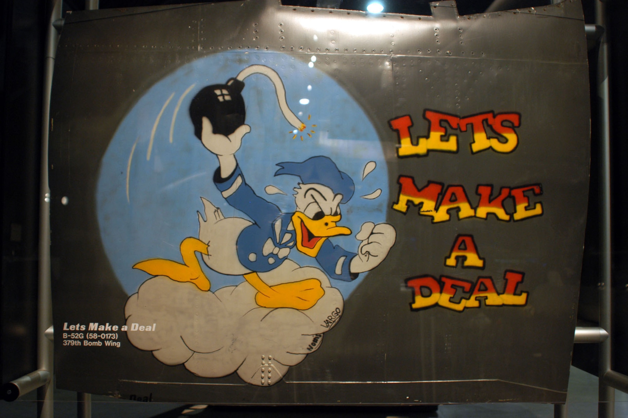 DAYTON, Ohio -- "Lets Make a Deal" nose art from a Boeing B-52G that flew in Operation Desert Storm is on display in the Cold War Gallery at the National Museum of the United States Air Force. (U.S. Air Force photo)