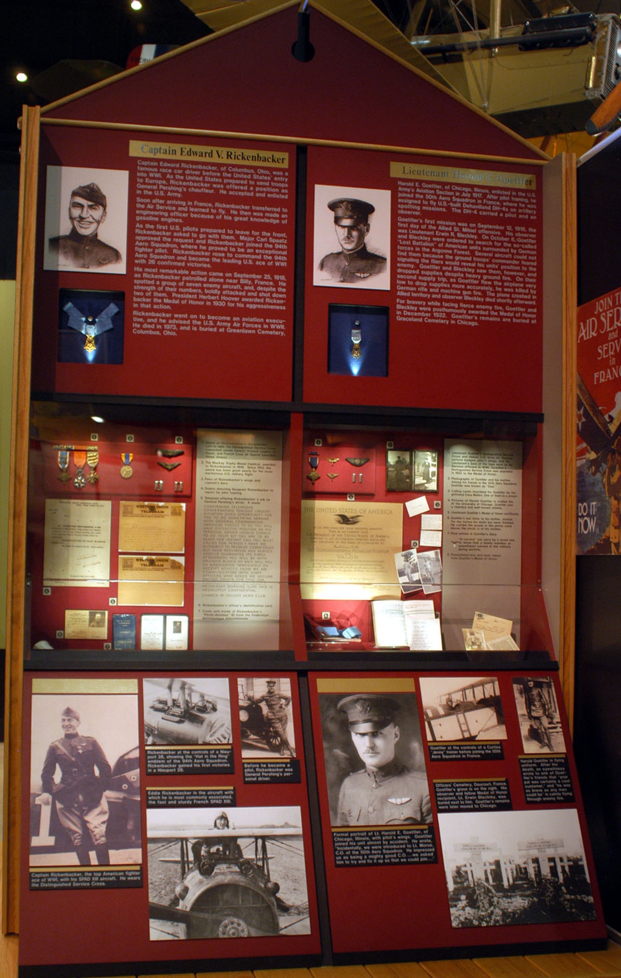 DAYTON, Ohio -- Capt. Eddie Rickenbacker and Lt. Harold Goettler exhibits at the National Museum of the United States Air Force. (U.S. Air Force photo)