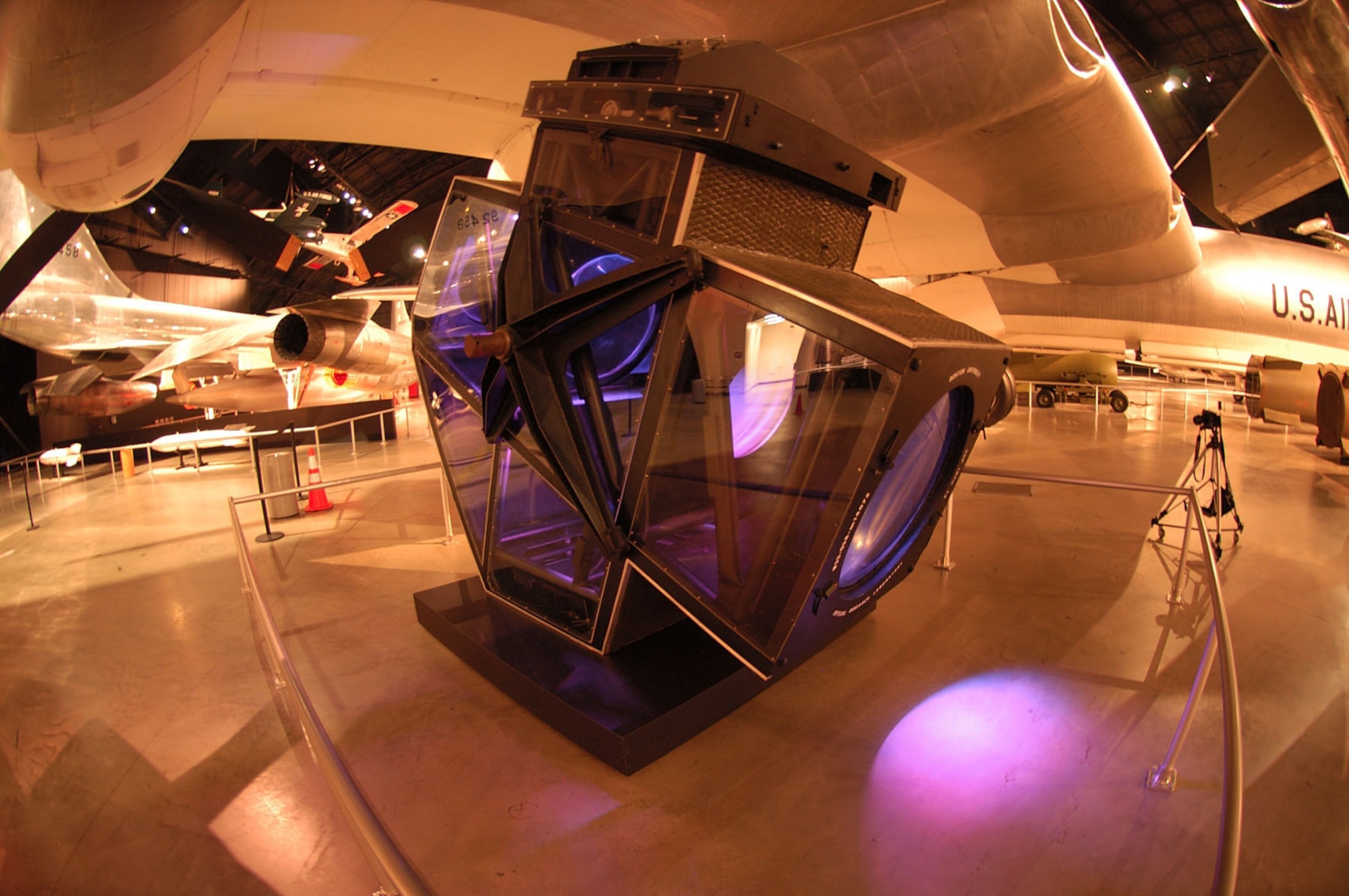 DAYTON, Ohio -- This camera, manufactured for the USAF by Boston University in 1951, is the largest aerial camera ever built. The camera is on display at the National Museum of the United States Air Force. (U.S. Air Force photo)