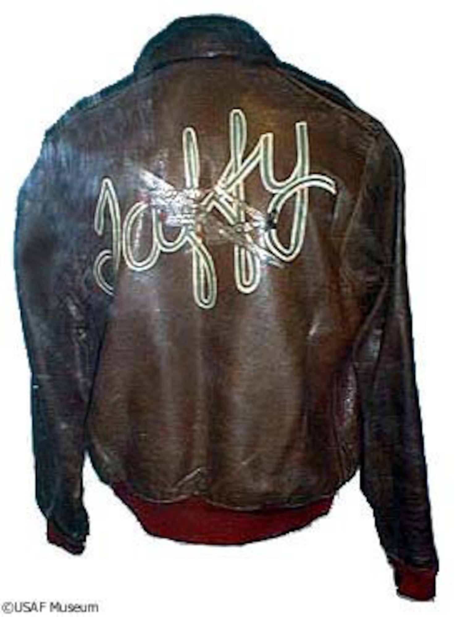 DAYTON, Ohio -- "Taffy" aviator jacket on display at the National Museum of the United States Air Force. (U.S. Air Force photo)