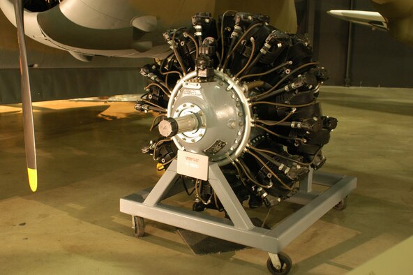 DAYTON, Ohio -- Wright R-2600 on display in the World War II Gallery at the National Museum of the United States Air Force. (U.S. Air Force photo)