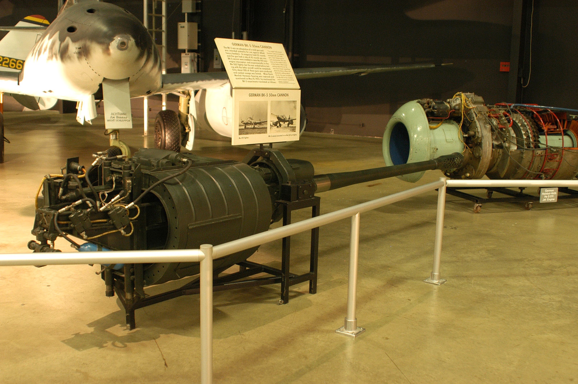 DAYTON, Ohio -- German BK-5 50mm cannon on display in the World War II Gallery at the National Museum of the United States Air Force. (U.S. Air Force photo)