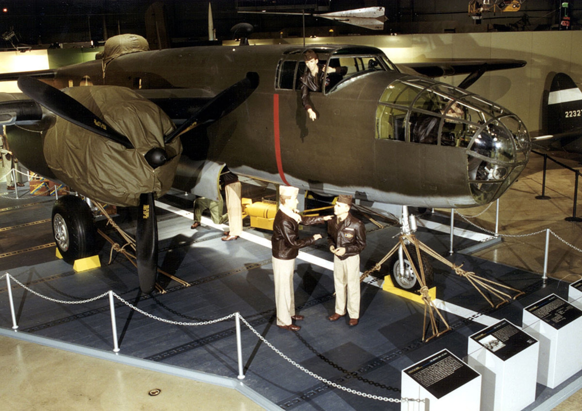 DAYTON, Ohio -- North American B-25B Mitchell and Doolittle Raiders diorama in the World War II Gallery at the National Museum of the United States Air Force. (U.S. Air Force photo)