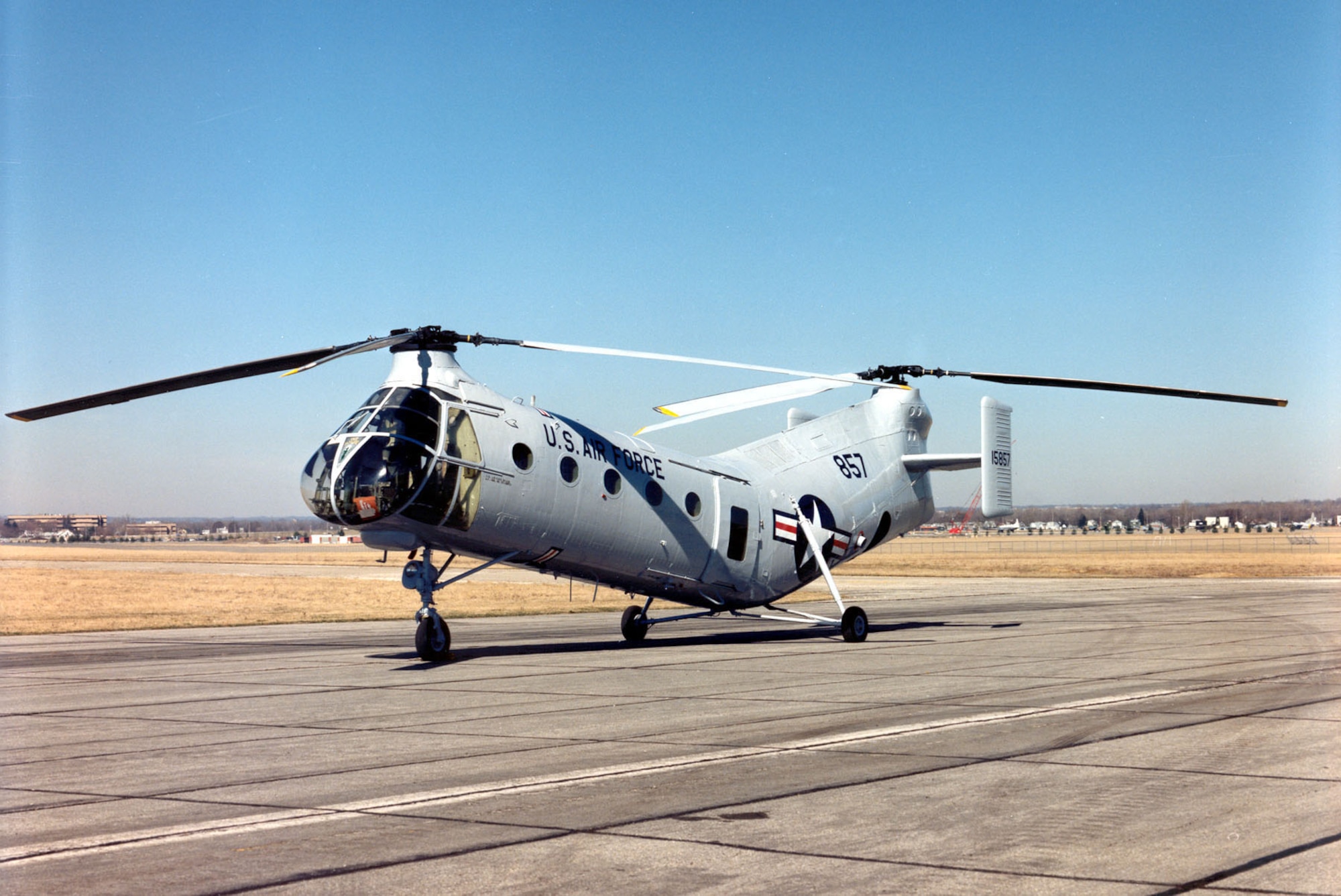 DAYTON, Ohio -- Vertol CH-21B Workhorse at the National Museum of the United States Air Force. (U.S. Air Force photo)
