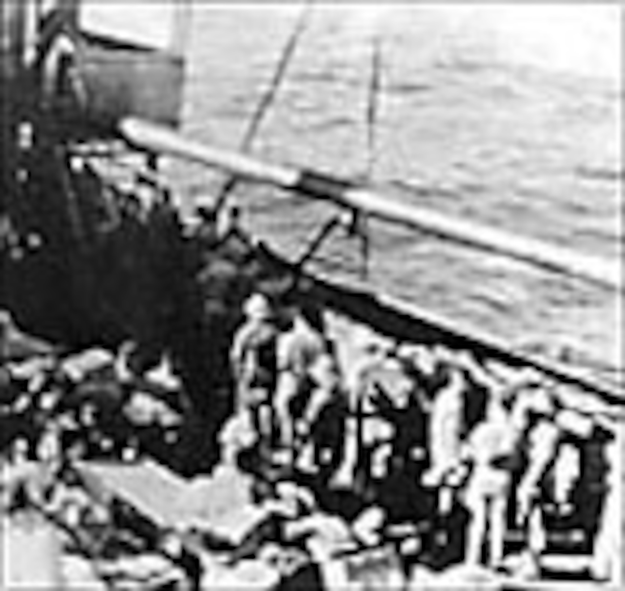 AAF personnel are evacuated by ship from Java to Australia in late February 1942. (U.S. Air Force photo)