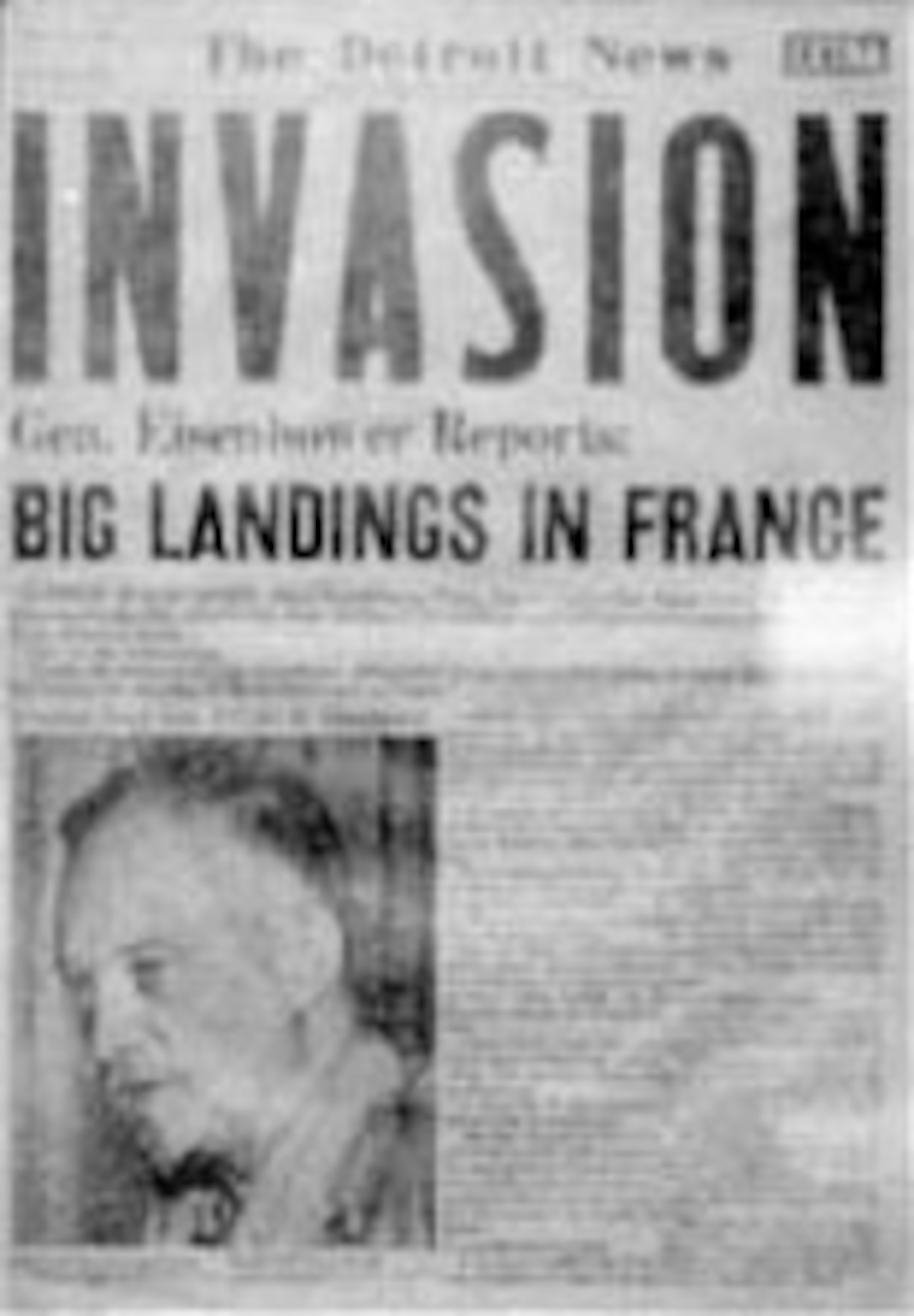 "INVASION" headline in The Detroit News. (U.S. Air Force photo)
