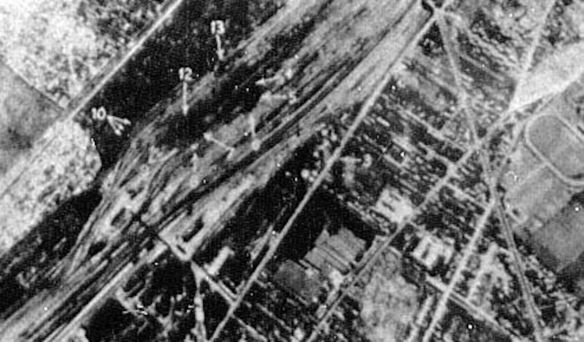 The Sotteville railroad yards at Rouen, France, were attacked in August 1942. (U.S. Air Force photo)