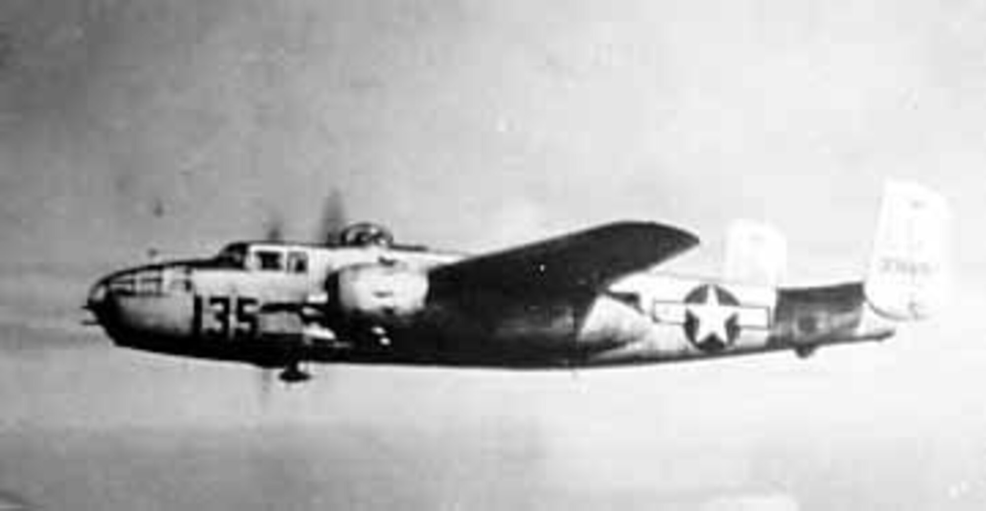 North American B-25J of the 477th Composite Group on a training mission. (U.S. Air Force photo)