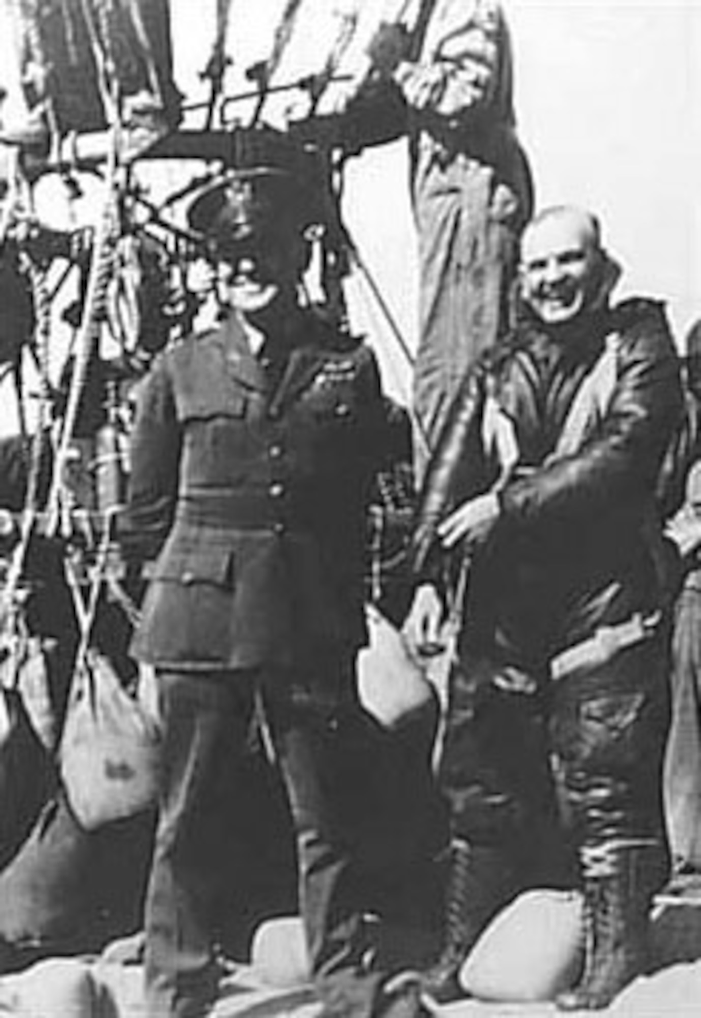 Capt. H.C. Gray (in flight suit) prior to his ascent on March 9, 1927. (U.S. Air Force photo)