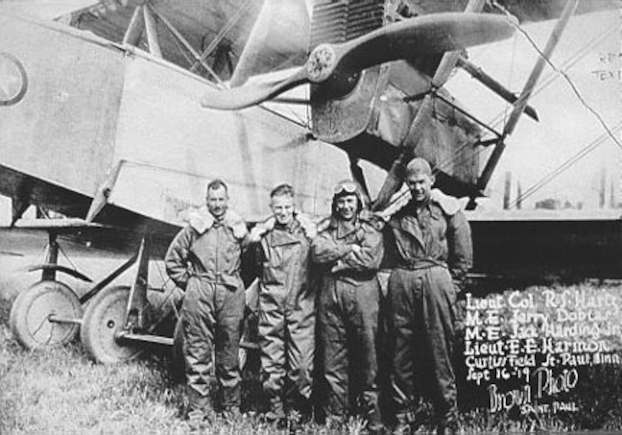 The four flyers of the Round-the-Rim Flight: Lt. Col. R.S. Hartz, Sgt. Jerry Dobias, Sgt. Jack Harding and Lt. Ernest E. Harmon. (U.S. Air Force photo)