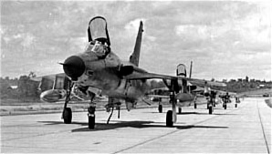 388th Tactical Fighter Wing F-105Ds return from a mission. (U.S. Air Force photo)