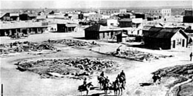 Damage at Columbus, N.M., which resulted from Villa raid of March 9, 1916. (U.S. Air Force photo)