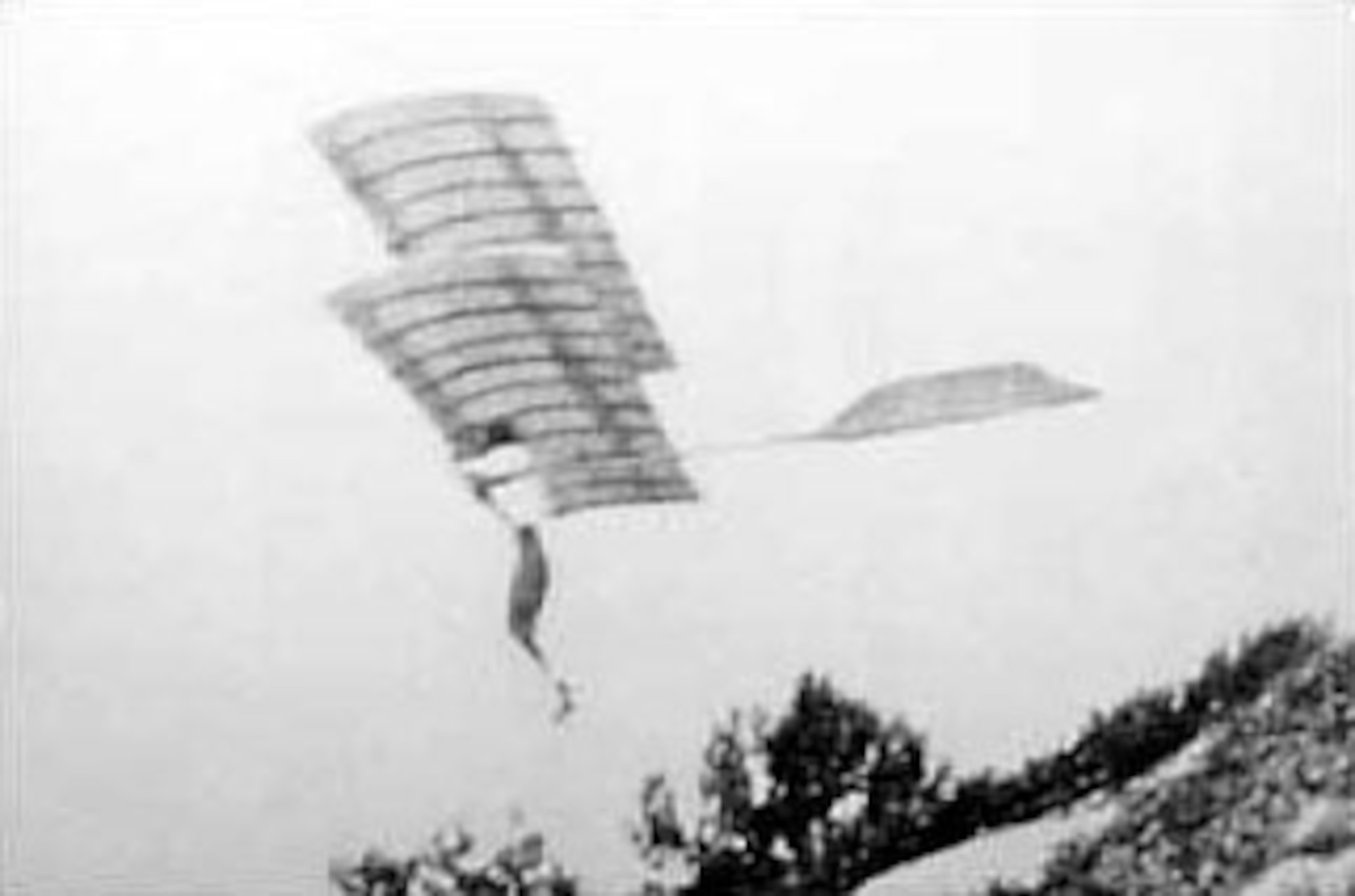 Chanute 1896 Glider in flight. (U.S. Air Force photo)