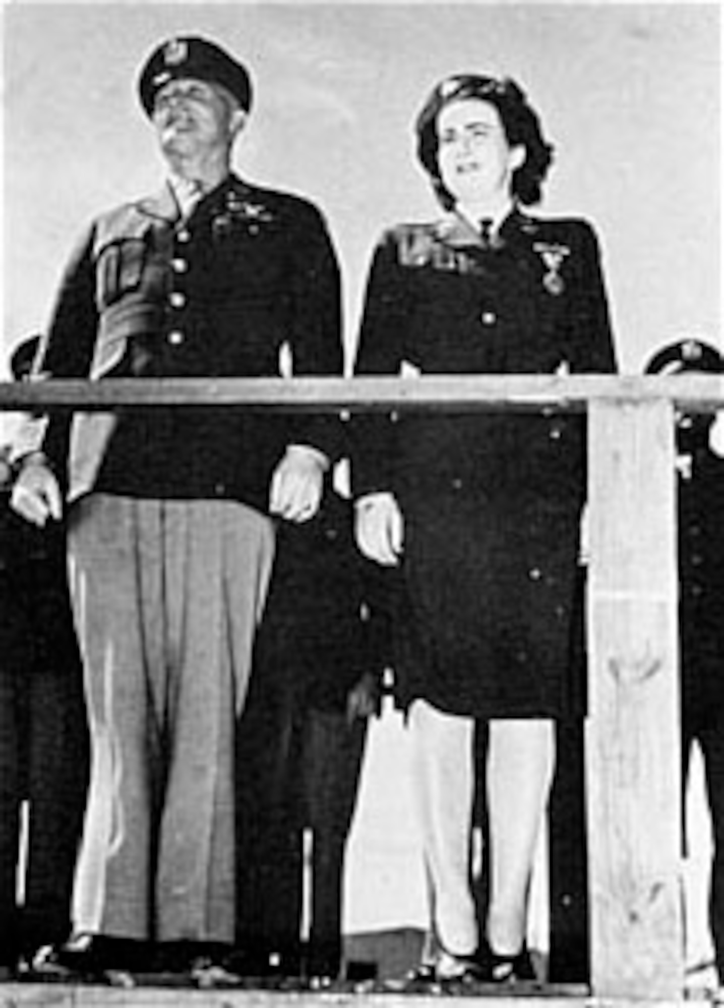 Gen. Hap Arnold and Barbara Erickson at Avenger Field, Texas, after she was awarded the Air Medal. (U.S. Air Force photo)