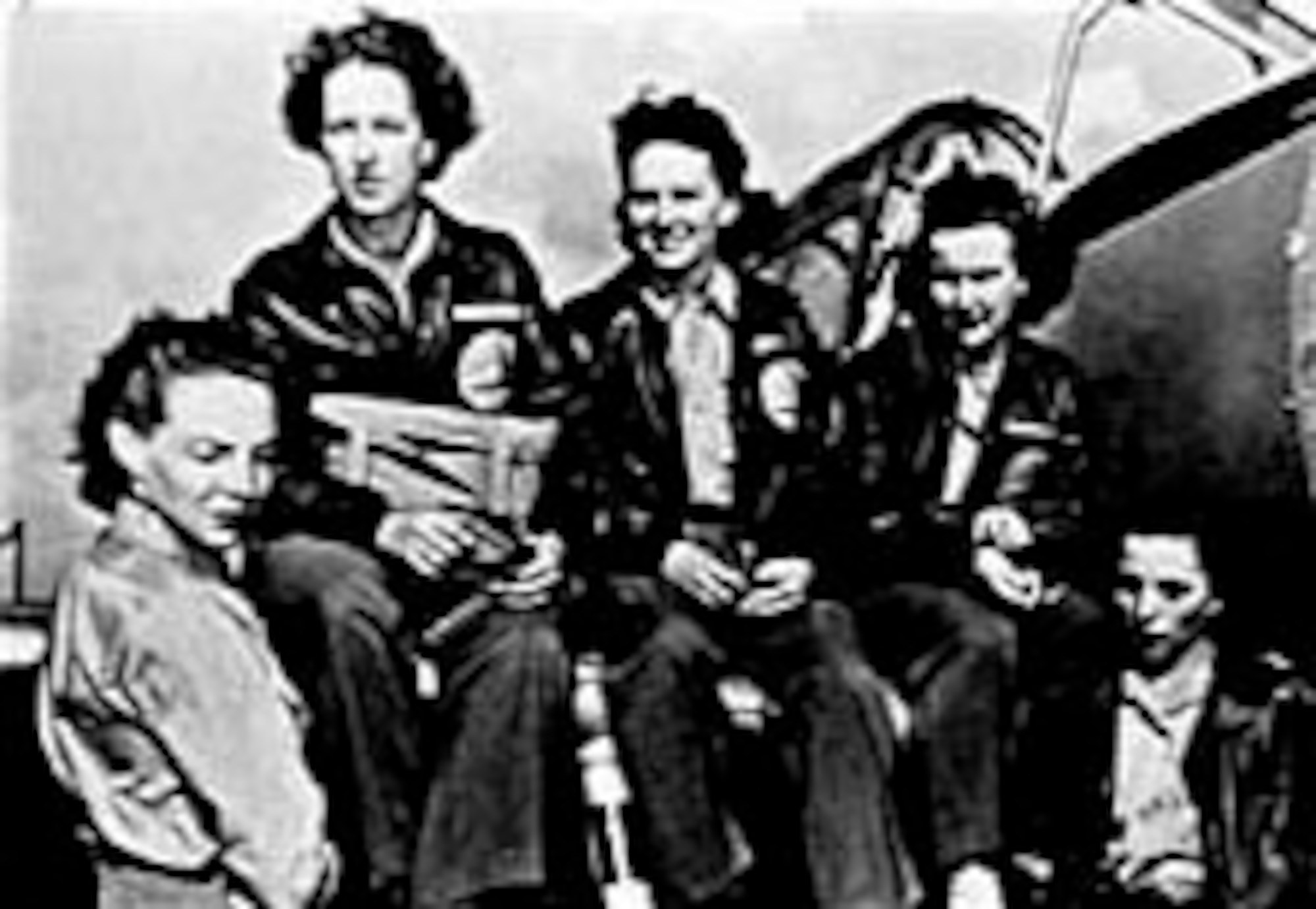 Evelyn Sharp (middle) was a barnstormer with more than 3,000 flying hours. (U.S. Air Force photo)