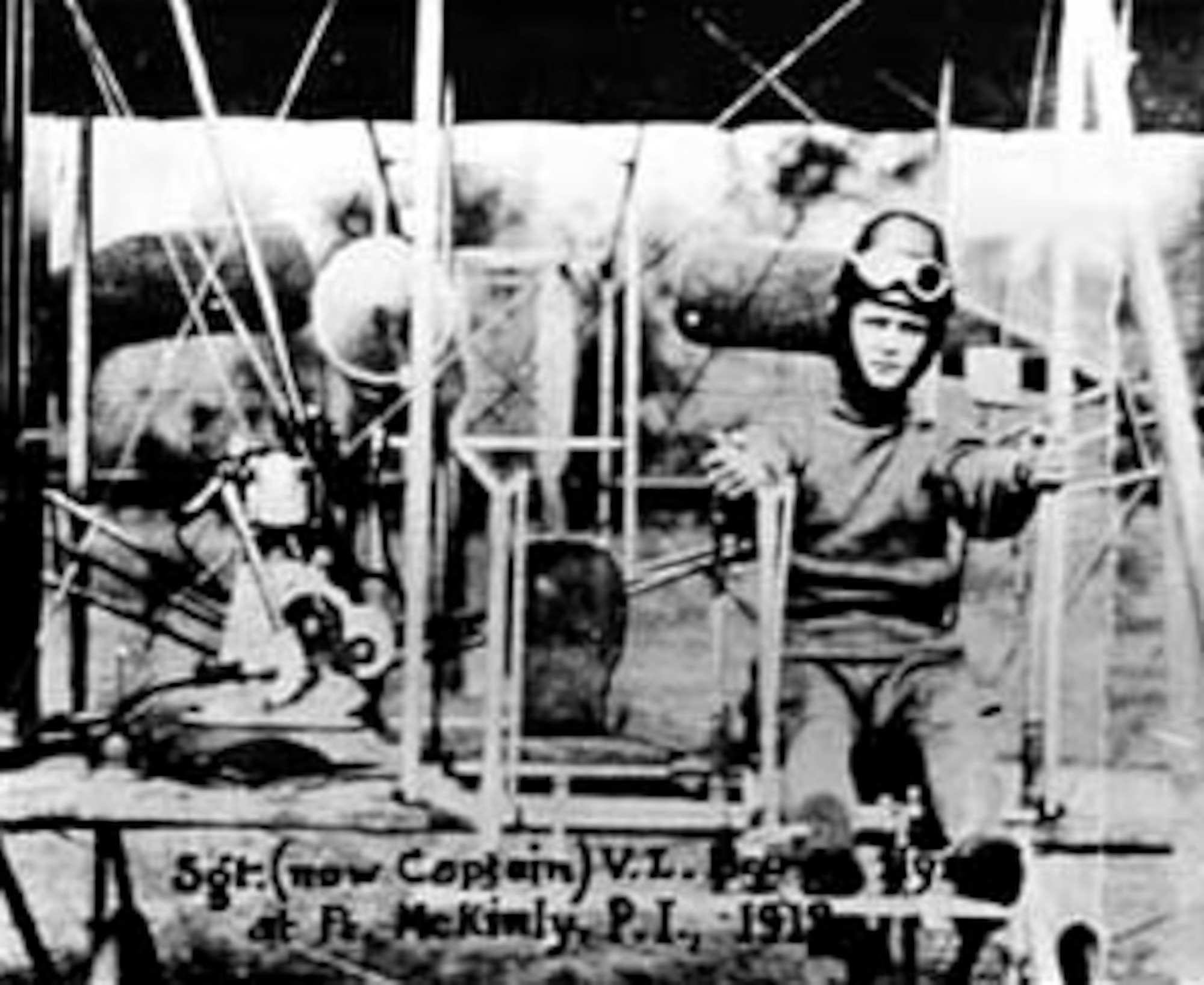 The first USAF enlisted pilot, Sgt. (later Col.) Vernon L. Burge, seated in an Army "B" airplane in the Philippines in 1912. Like many enlisted pilots who followed, he was an aircraft mechanic prior to earning wings. (U.S. Air Force photo)