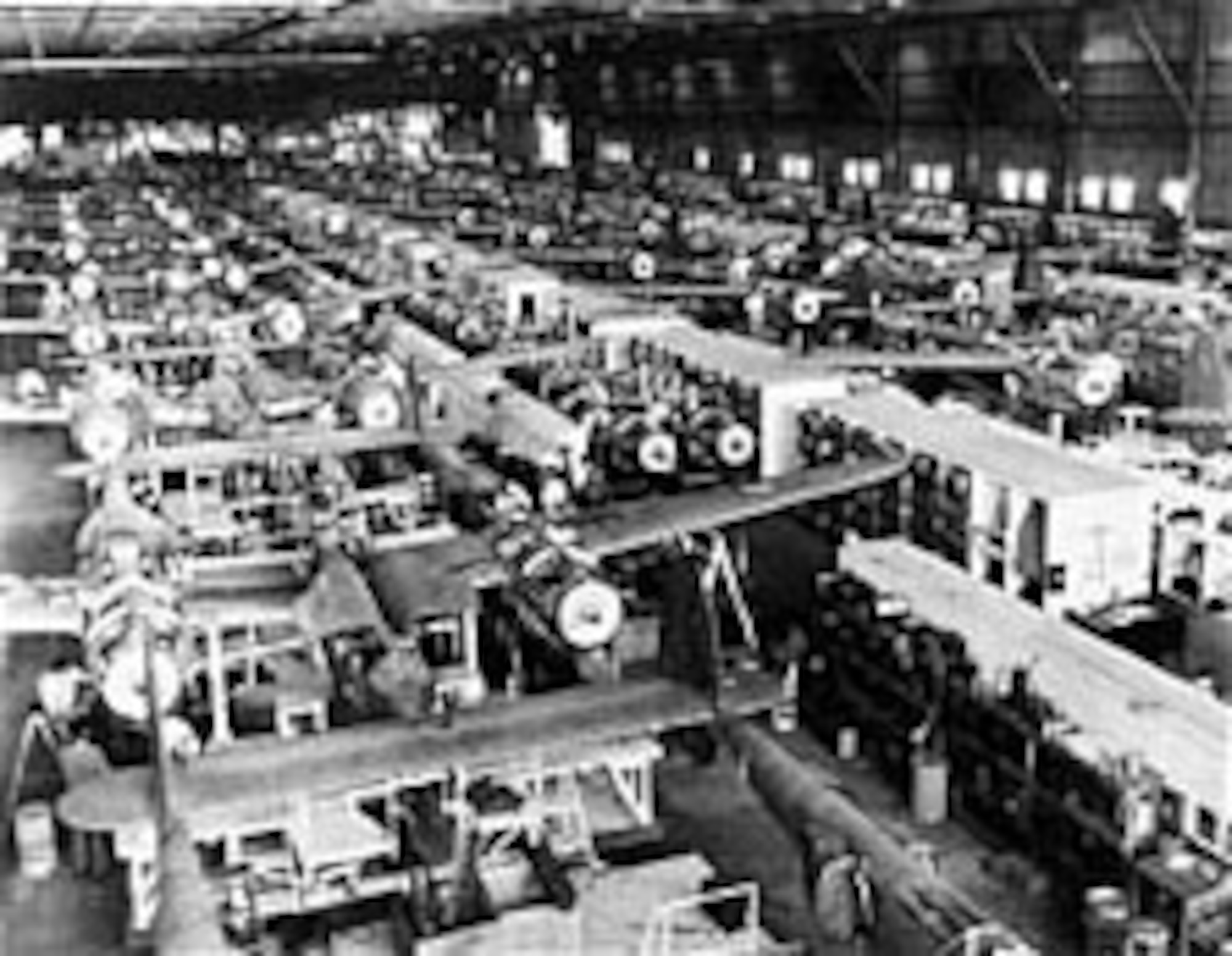 Lockheed P-38 assembly line. (U.S. Air Force photo)