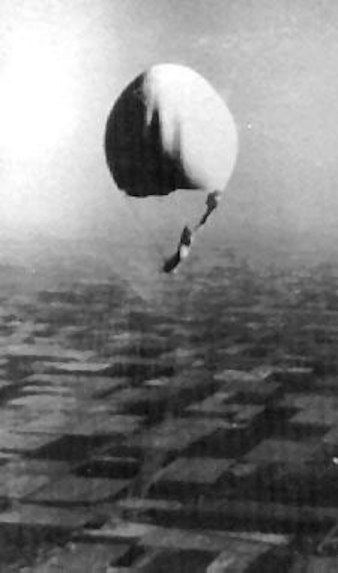 Explorer I falling after its gas bag had ruptured. (U.S. Air Force photo)