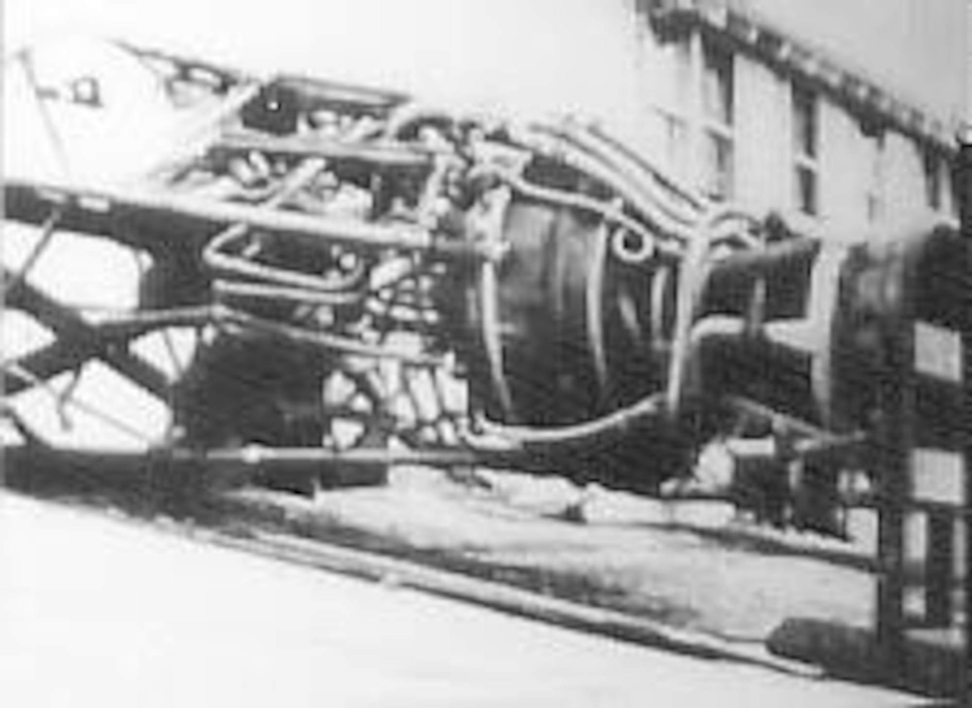 The rocket engine used in a German V-2 missile during World War II. (U.S. Air Force photo)