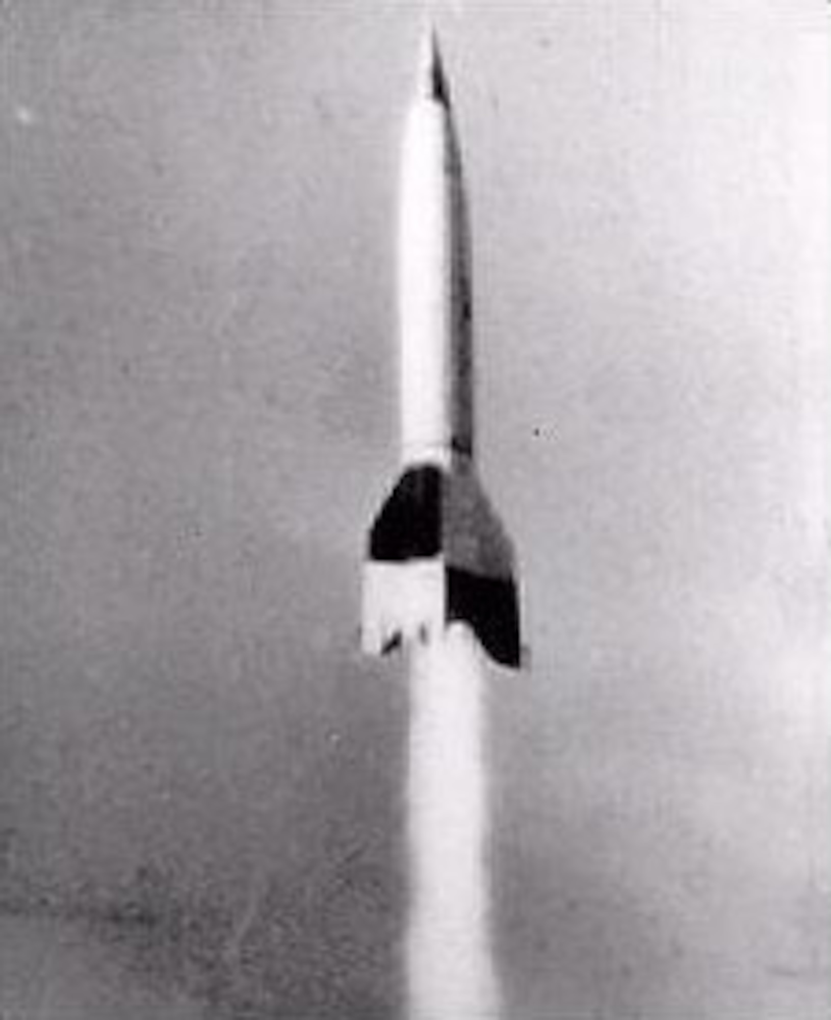 Launch of a German V-2 rocket by American personnel at White Sands Proving Ground, N.M., March 1948. Americans gained much in the way of knowledge and experience by launching captured V-2s. (U.S. Air Force photo)