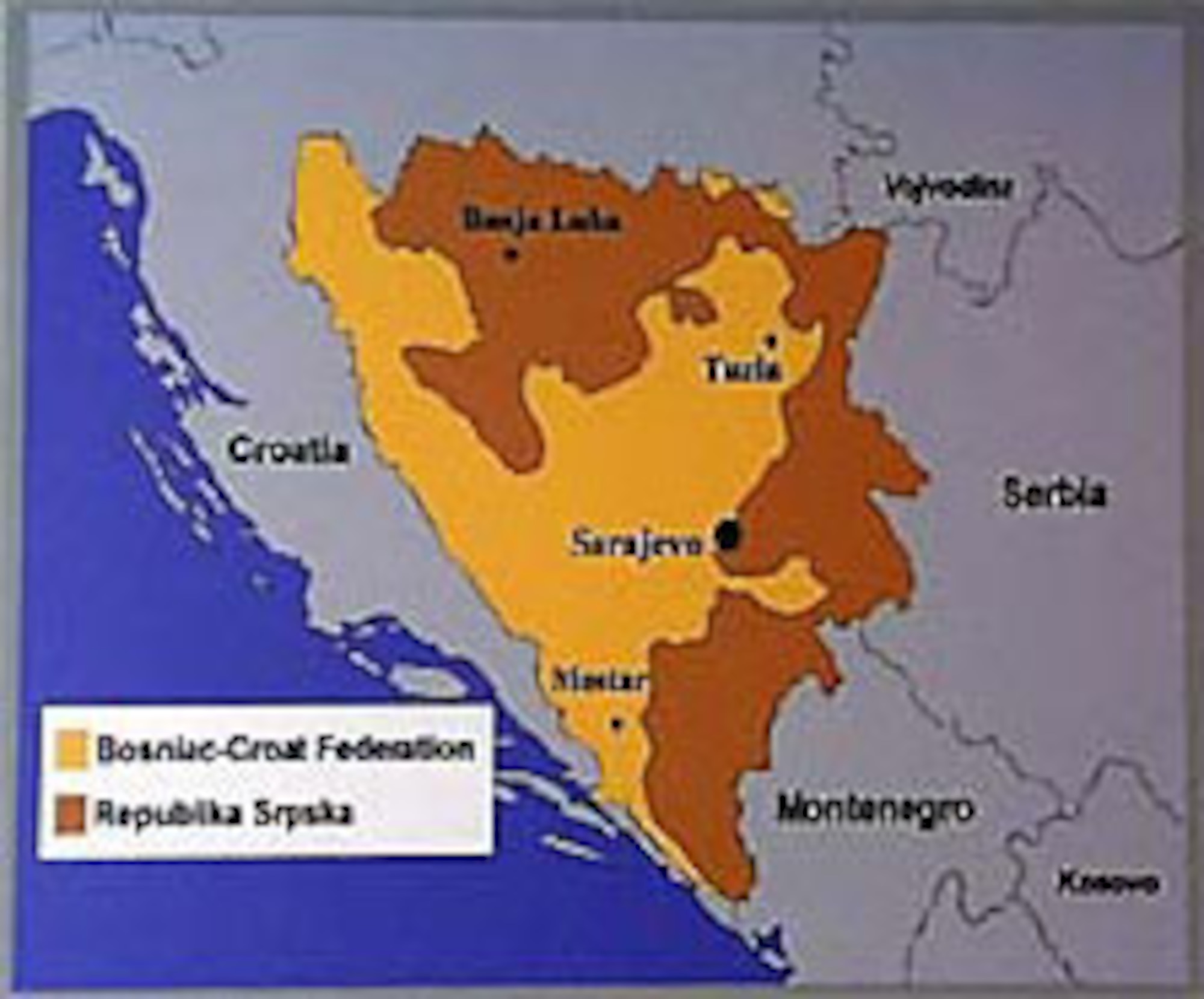 Map of Bosnia.