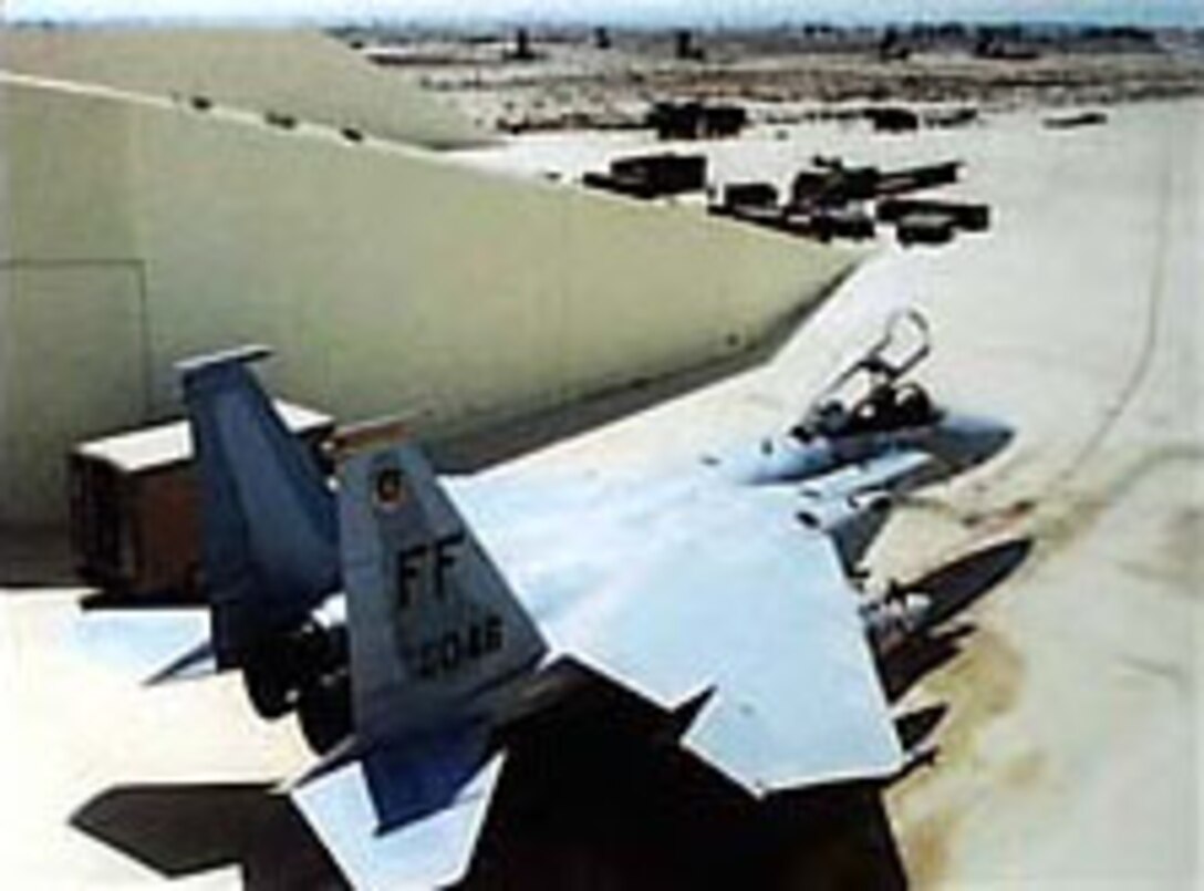 The 1st Tactical Fighter Wing F-15C Eagles began flying combat air patrols within hours of deploying to Saudi Arabia on Aug. 7, 1990, in support of Operation Desert Shield. (U.S. Air Force photo)