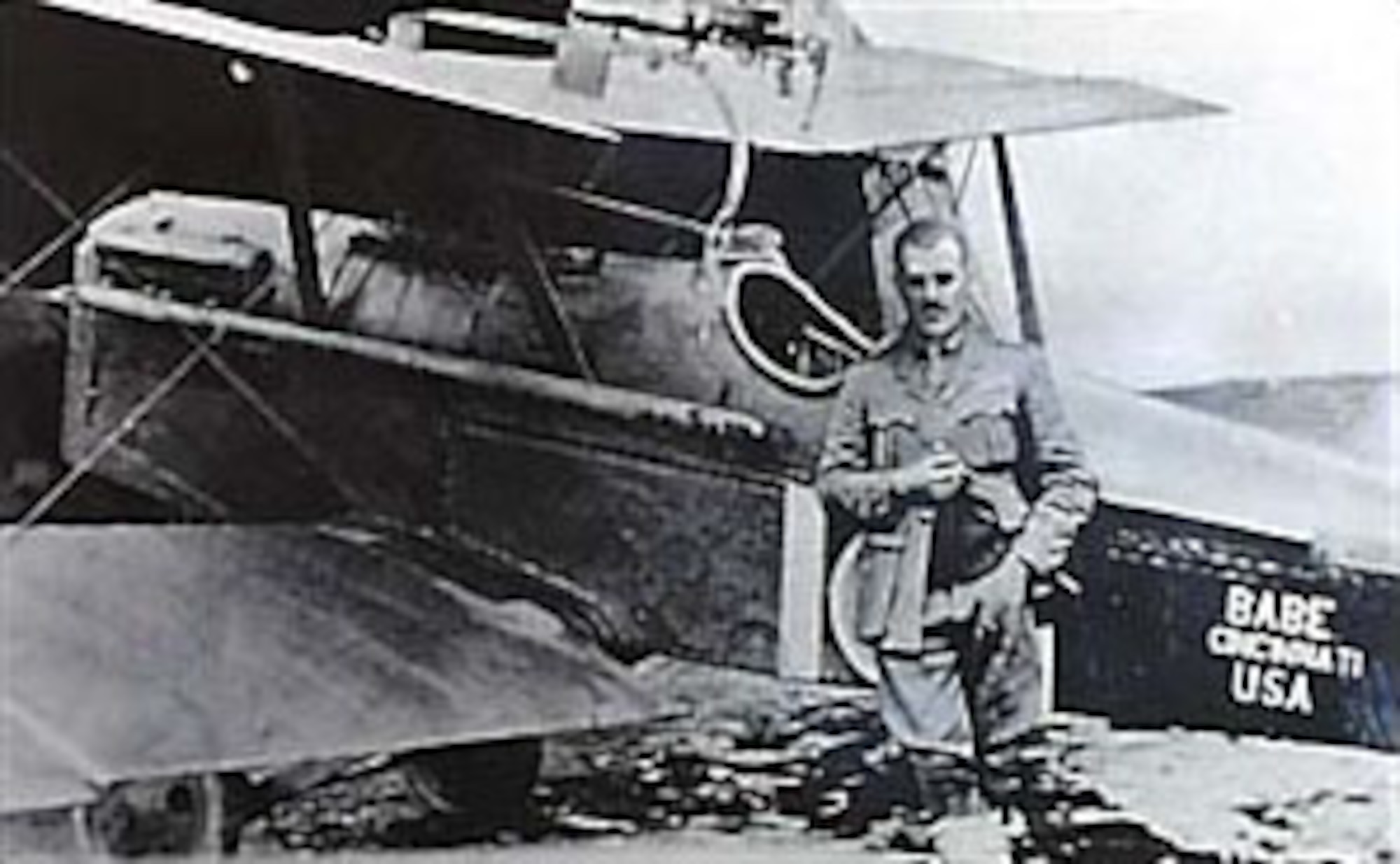 Capt. William Lambert with his SE-5a named "Babe." (U.S. Air Force photo)