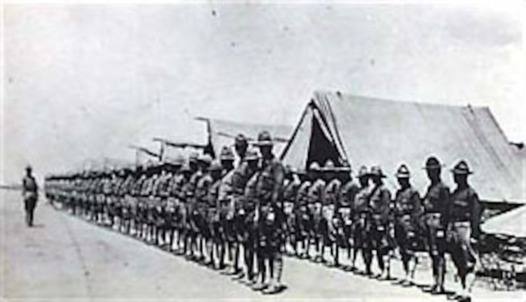 Troop formation at Kelly Field, Texas, in September 1917. (U.S. Air Force photo)