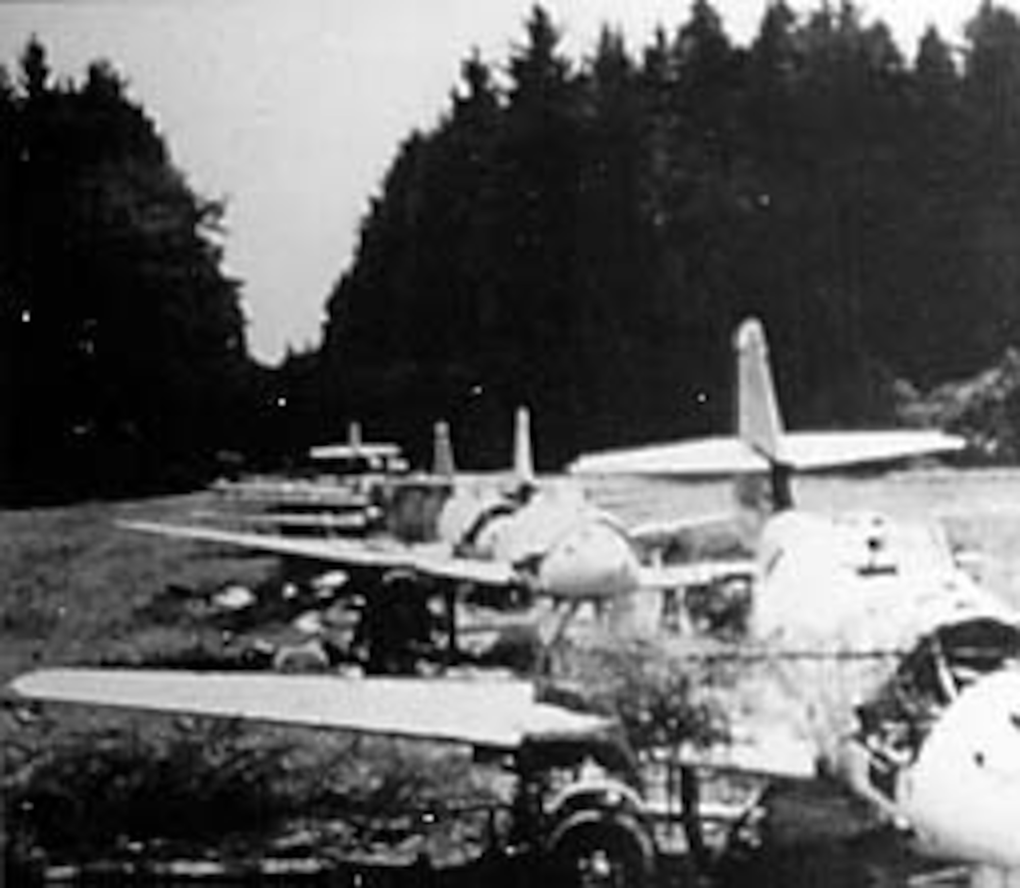 Before they could be completed, these new Me 262s were systematically destroyed by the Germans to prevent the Allies from capturing them intact. (U.S. Air Force photo)