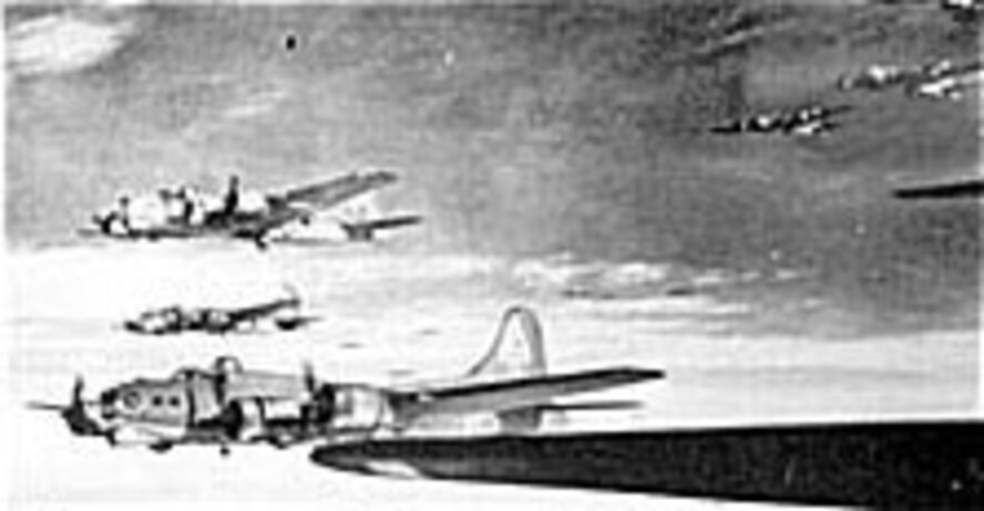 When German fighter pilots began making frontal attacks on AAF B-17s, chin turrets were installed on the bombers for increased defensive fire late in 1943. (U.S. Air Force photo)