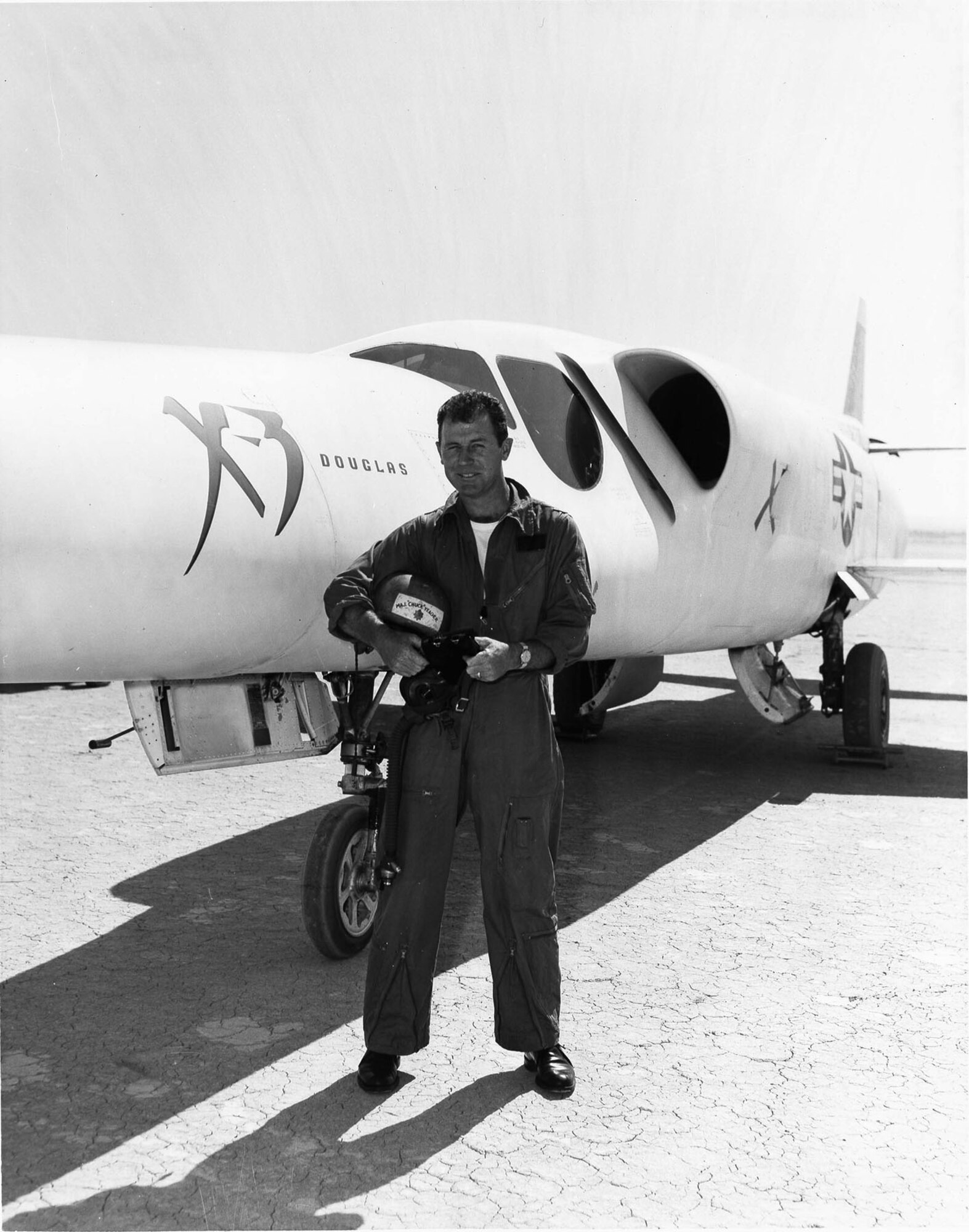 Chuck Yeager with the Douglas X-3. (U.S. Air Force photo)