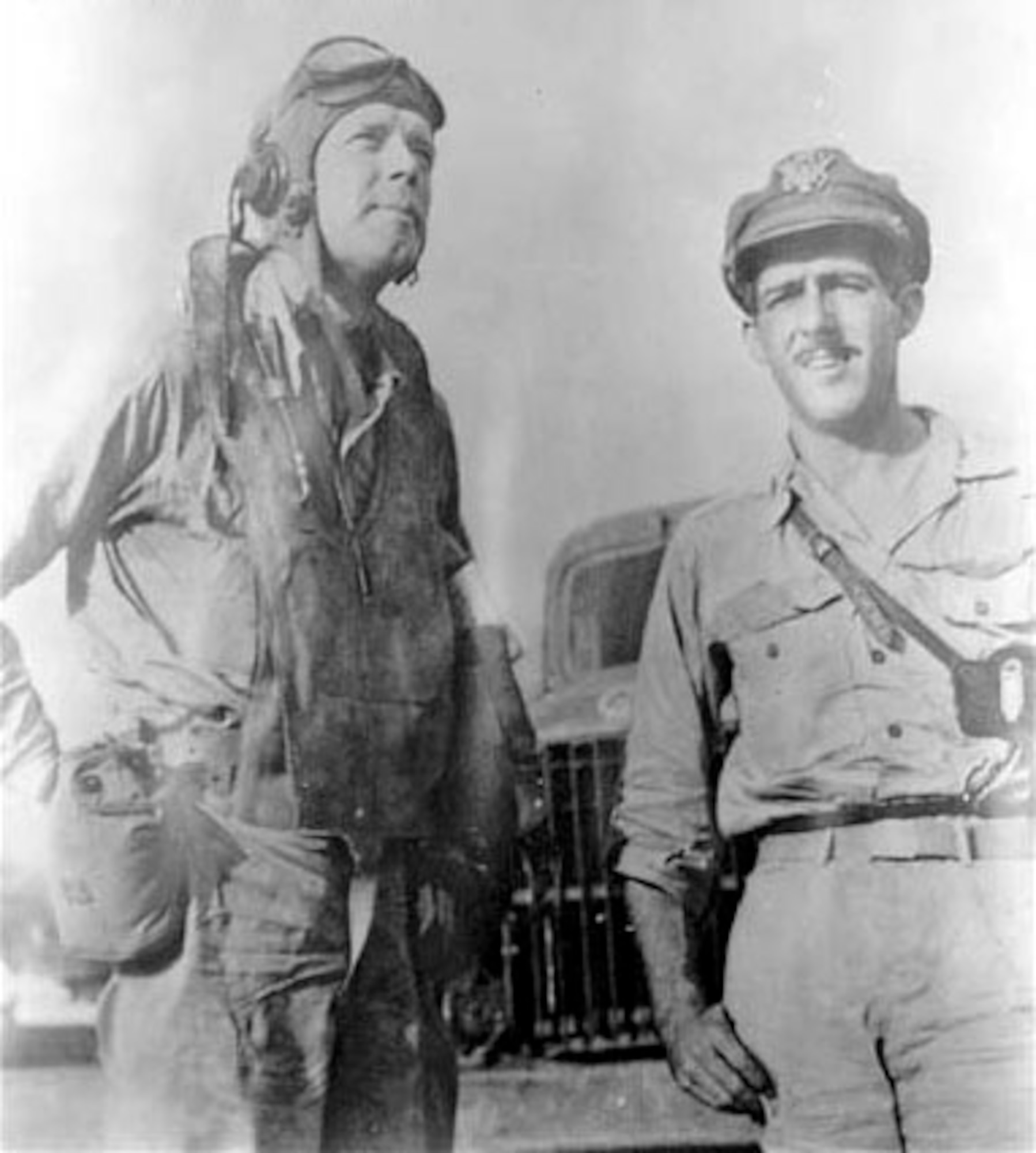 Maj. Thomas B. McGuire Jr. (right) with Charles Lindbergh. (U.S. Air Force photo)