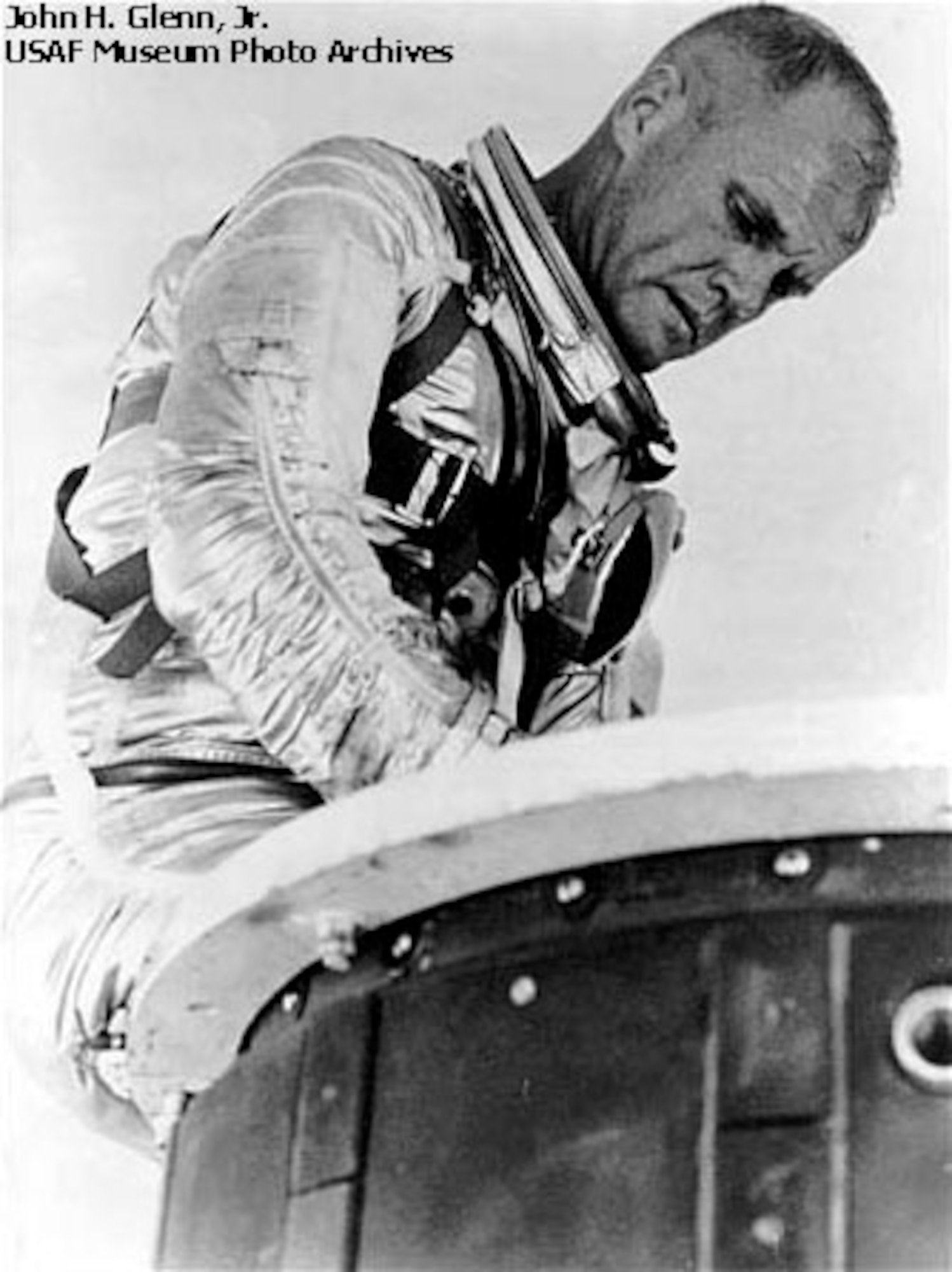 John Glenn is pictured here during MA-6 Mercury Egress Training. (U.S. Air Force photo)