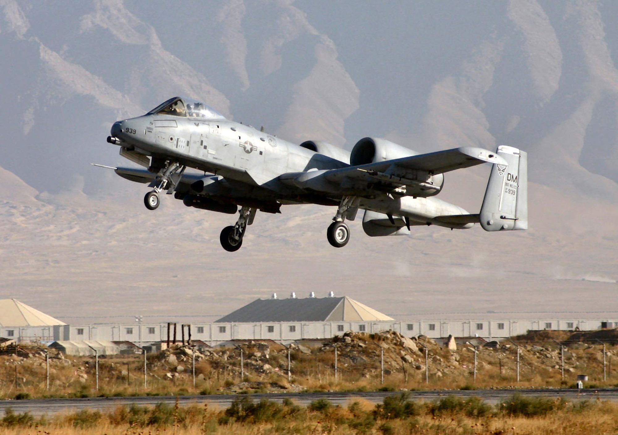 BAGRAM AIR BASE, Afghanistan -- An A-10 Thunderbolt II takes off on a combat mission. Since Sept. 15, A-10s here have flown more than 1,700 sorties in support of Operation Enduring Freedom. The A-10 was the first Air Force aircraft specially designed for close air support of ground forces. (U.S. Air Force photo by Chief Master Sgt. David L. Stuppy)