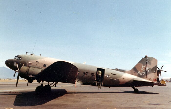 Douglas AC-47D (S/N 45-0927) in September 1968 after the 4th Air Commando Squadron became the 4th Special Operations Squadron. (U.S. Air Force photo)