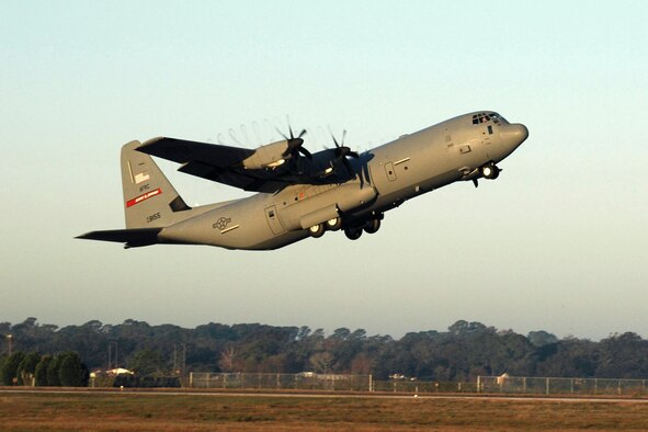 KEESLER AIR FORCE BASE, Miss. -- Flying the new C-130J Hercules, Airmen from the 815th Airlift Squadron here deployed in December to support operations Iraqi Freedom and Enduring Freedom in Southwest Asia. The mission marked the first Air Force's combat deployment of the C-130J.  (Courtesy photo)