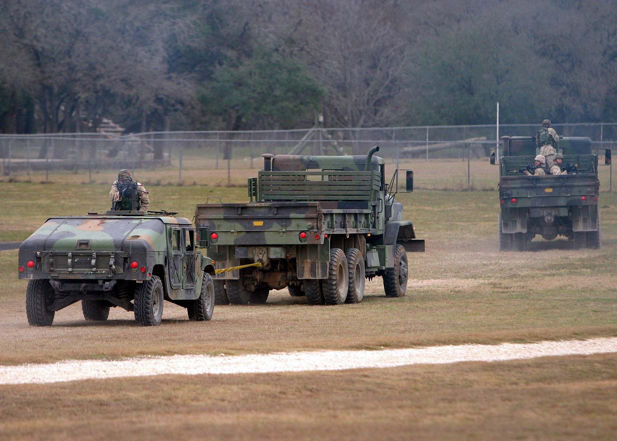 CAMP BULLIS, Texas -- Airmen training for convoy security missions in Iraq get realistic training here using intelligence reports from Iraq.  (U.S. Air Force photo by Robbin Cresswell)