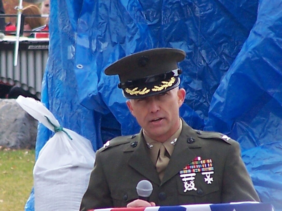 Col. David E. Brasuell gives a speech at the Idaho Veterans Memorial dedication in Boise, Idaho, Nov. 5, 2005.  Brasuell was appointed acting administrator of the Division of Veterans Services for the state of Idaho Aug. 2. (Courtesy photo)