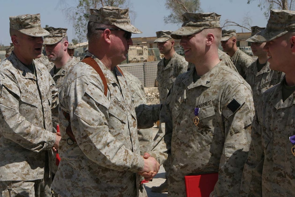 Purple Hearts: 1st Marines with 3/8 wounded receive awards; > United ...