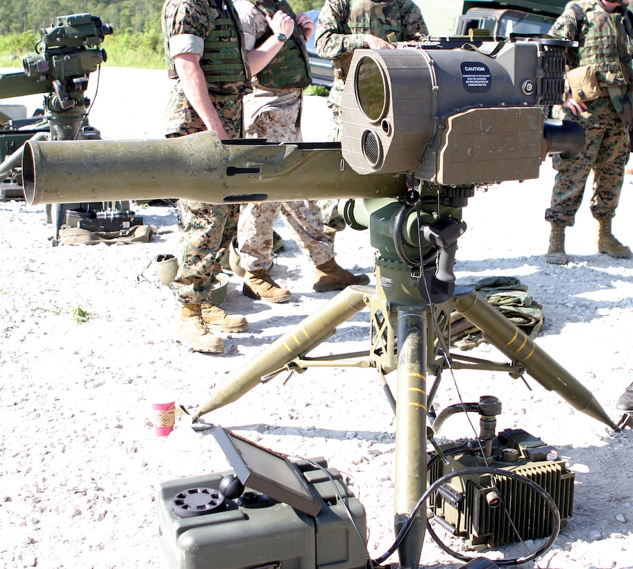 CAMP LEJEUNE, N.C. - A tube-launched, wire command-link guided missile system mounted with the Improved Target Aquisition System stands on display June 8, 2005 during a field test of the weapon system conducted by Marines of the 2nd Battalion, 2nd Marine Regiment, 2nd Marine Division.  One of the many features of the ITAS is the integration of day and night optics and coupled with the ability to recognize targets at twice the distance from the original system currently in use.  (Officiai U.S. Marine Corps photo by Sgt. Jerad W. Alexander)