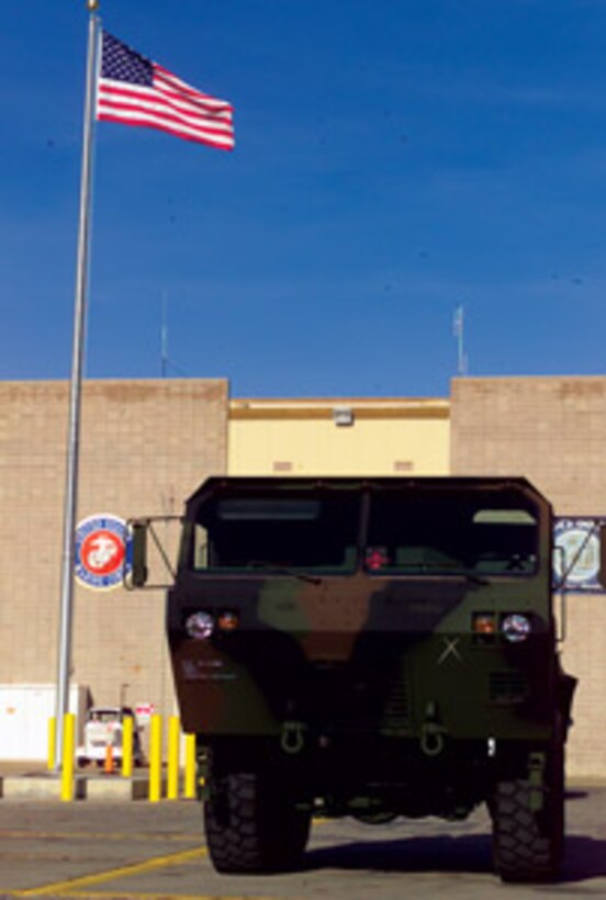 A finished MK-48, with all new parts and a new paint job waits outside the Maintenance Center before being shipped back out to the fleet.