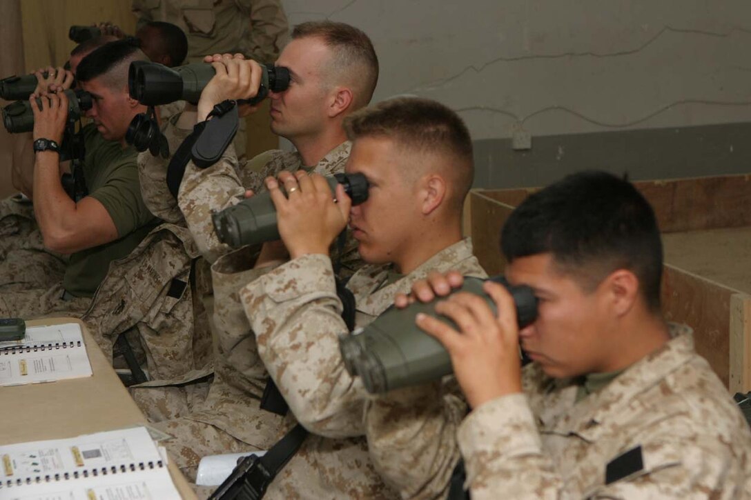 CAMP FALLUJAH, IRAQ -- Marines from all companies in 3rd Battalion, 8th Marine Regiment were taught how to use the new optics, Common Laser Range Finder Vector 21 Bravo.  In the classroom, the Marines were taught the basics on how to properly operate and use preventative maintenance on the system.  The Marines are the few who will further train their comrades to be able to use the new optic equipment. Official U.S. Marine Corps photo by Lance Cpl. Athanasios L. Genos
