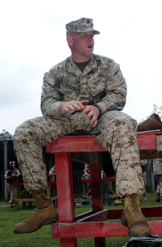 1st Lt. Charles E. Hayter, a 26-year-old native of Billings, Mont., once again leads Marines as a platoon commander with 3rd Battalion, 6th Marine Regiment. Hayter's right leg was amputated at mid-shin after he stepped on an Italian toe-popper landmine while on operations in Afghanistan. (Official U. S. Marine Corps photo by Sgt. G. S. Thomas)
