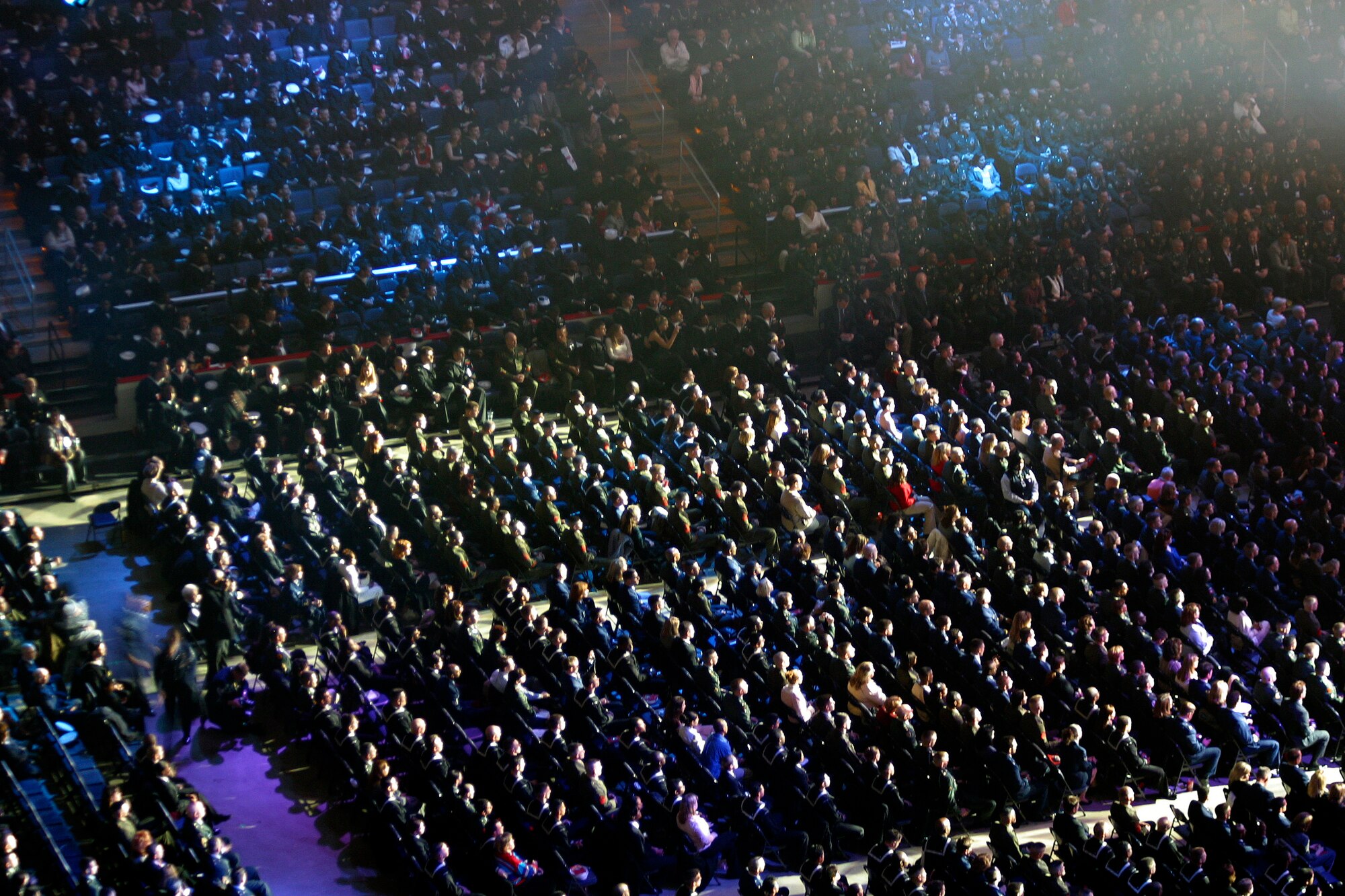 WASHINGTON -- More than 7,500 servicemembers attended the "Saluting Those Who Serve" celebration Jan. 18.  The gala was designed to honor the Armed Forces and was the first event in a week of inaugural celebrations.  It included performances by military bands and honor guards and numerous celebrities.  (U.S. Navy photo by Petty Officer 1st Class F.T. Eyre)