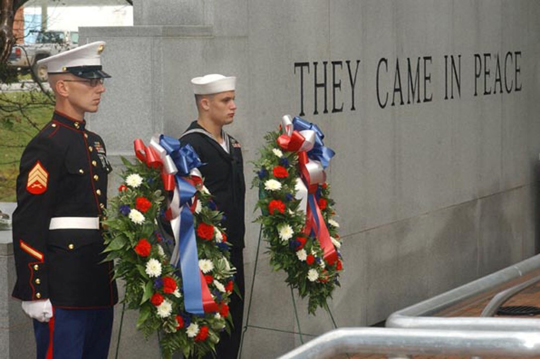 MARINE CORPS BASE CAMP LEJEUNE, N.C. - An observance ceremony was held Sunday to remember those who lost their lives on Oct. 23, 1983.  They left our shores to go to Beirut, Lebanon, in peace, according to Jan B. Slagle, the mayor of the city of Jacksonville.  And what they found was violence and a suicide bomber's explosion that ended their lives.   Photo by:  Lance Cpl. Adam Johnston