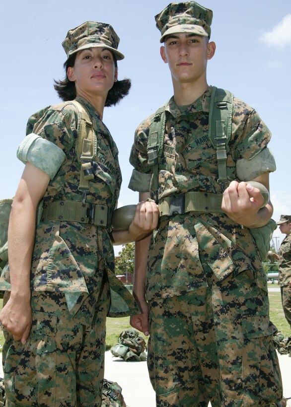 Privates First Class Nancy and Frank Gianguzi took on the challenge of becoming Marines and will graduate today. The 19- and 20-year-old siblings, decided to go through recruit training at the same time. Knowing this helped them stay motivated as they knew each other was going through the same thing and completing the same rigorous requirements it takes to become a Marine.