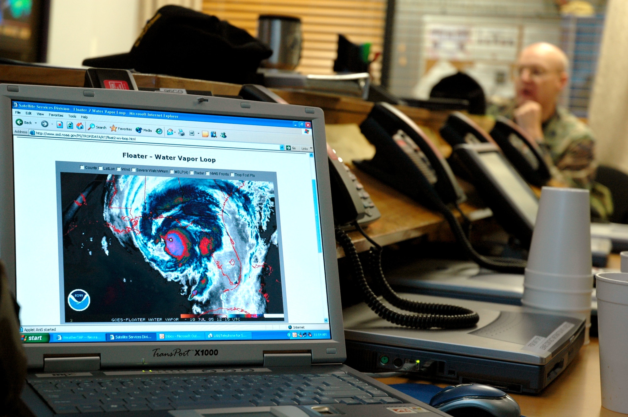 EGLIN AIR FORCE BASE, Fla. -- Airmen from the 46th Weather Squadron's monitored Hurricane Dennis from the time it was named a hurricane in the Caribbean.  The hurricane passed over the base July 10 but caused no major damages.  (U.S. Air Force photo by Senior Airman Mike Meares)