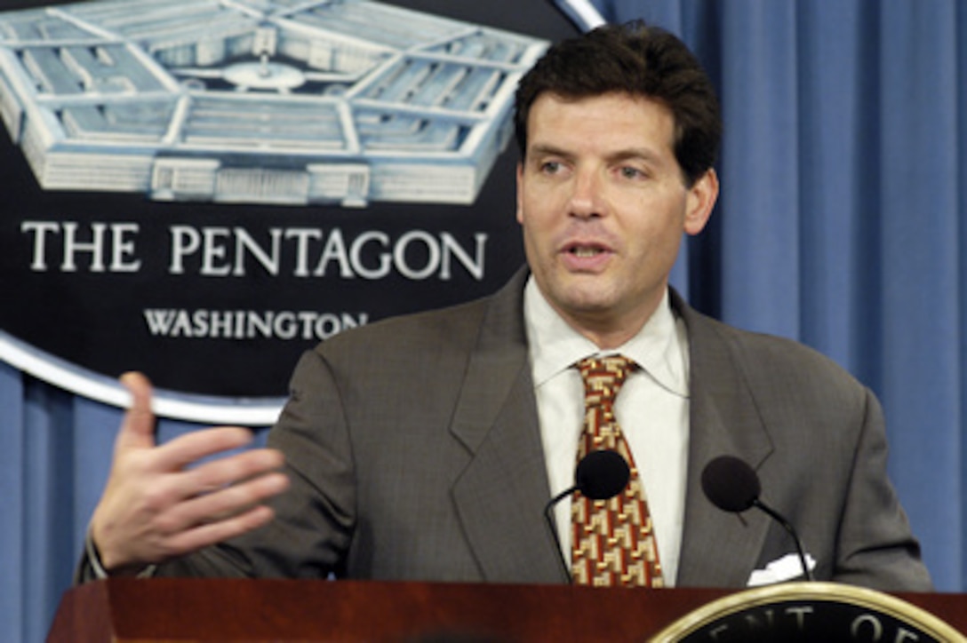 Principal Deputy Assistant Secretary of Defense for Public Affairs Lawrence Di Rita conducts a Pentagon press briefing on July 14, 2005. 